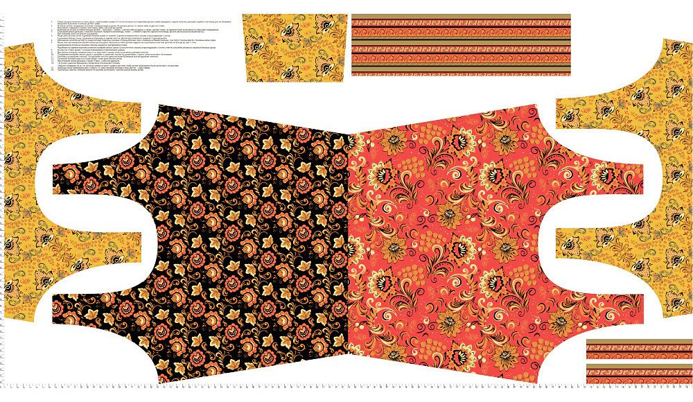 Ткань для пэчворка Peppy Русские традиции, рулон 112 см / 5 метров, РТ-01 Панель сумка, Peppy