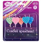 Набор свечей для торта 3.6 г, 12х5 шт, Сердечки, Boomzee BCD-20