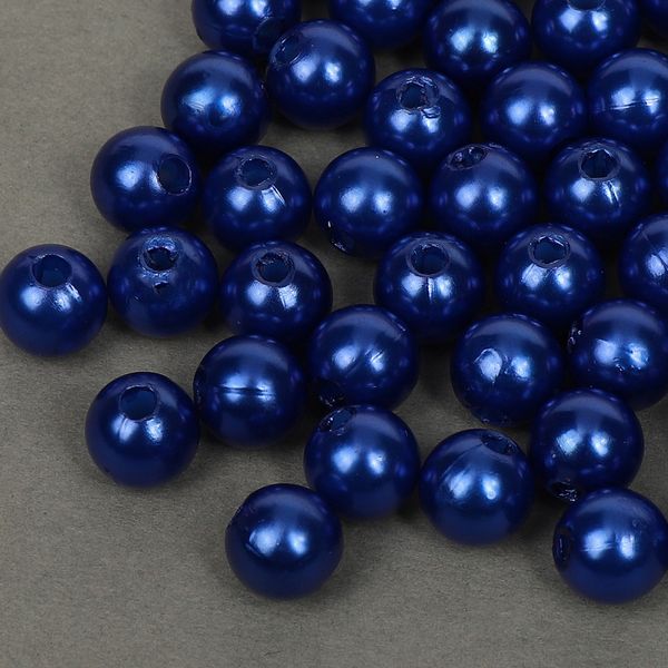 Бусины пластик (перламутр) ⌀8 мм, цв.A33 синий, уп.50г (213 шт), Magic4Hobby