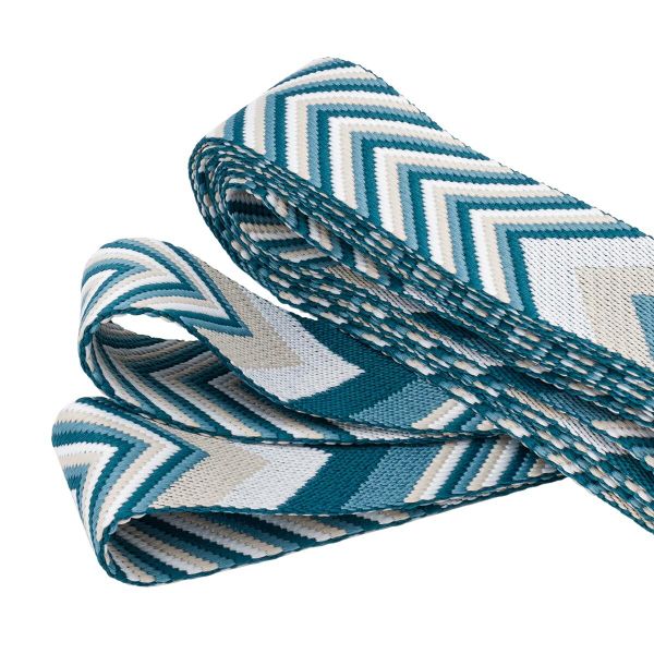 Стропа (ременная лента) 38 мм / 3 метра, [40 г/пог.м], с принтом 2-сторонняя, D142 джинсовый/белый, 3Al354