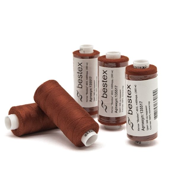 Нитки швейные бытовые Bestex 40/2, 365 м (400 ярд) / 10 кат., 046 терракотовый