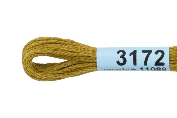 Мулине Gamma 100% хлопок, цв.3172 св.св.хаки, 24 мотка по 8 метров