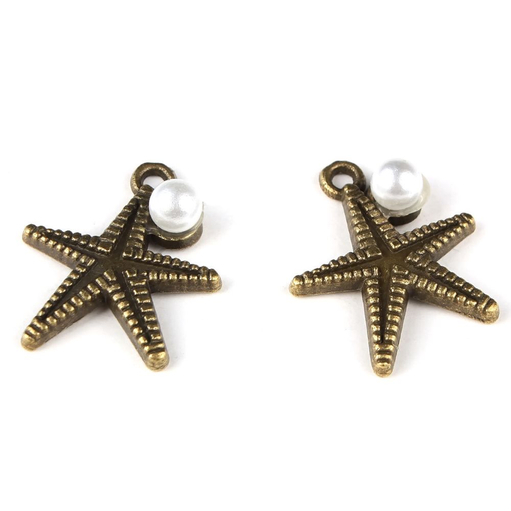 Подвеска металлическая морская звезда 2 шт в упак, Астра