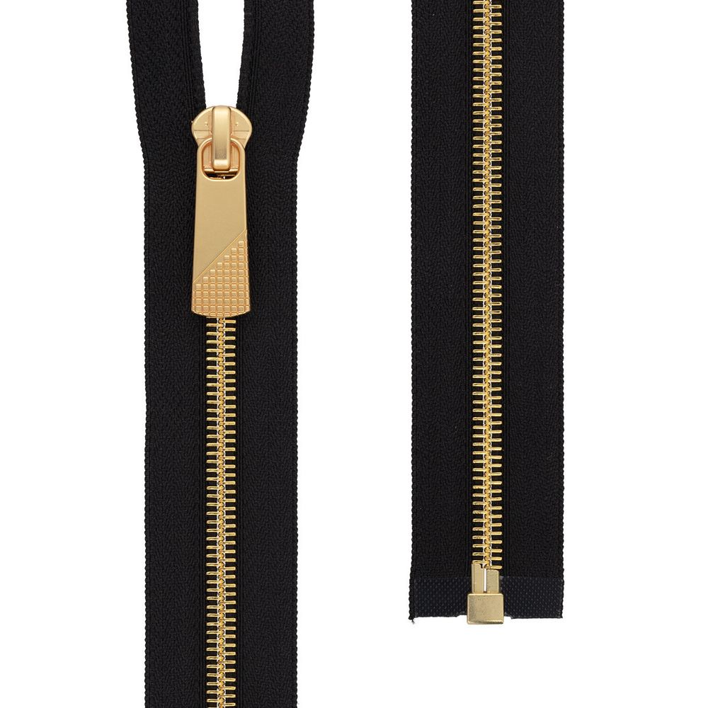 Молния металл Т5 (5 мм) 1 зам., разъем., 70 см, декор, золото, черный, KAP-5 Gamma, 5 шт