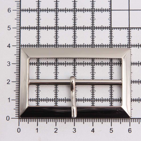 Пряжка ременная металл 50 мм, прямоугольная, серебро (никель), 1 шт, MB-155