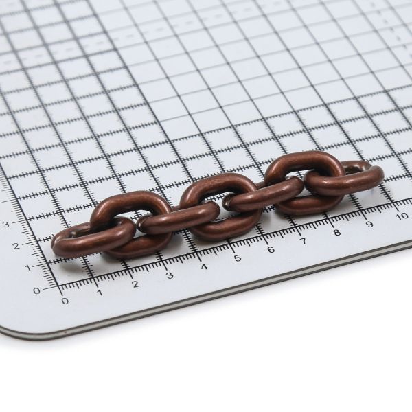 Цепь пластик 10 см, размер звена 24х17 мм, медь