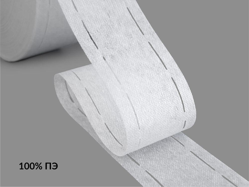 Лента корсажная клеевая перфорированная 60.0 мм / 200 метров, 60 г/м², цв. белый, 20160 9/1/40/1/9, БрючникоФФ