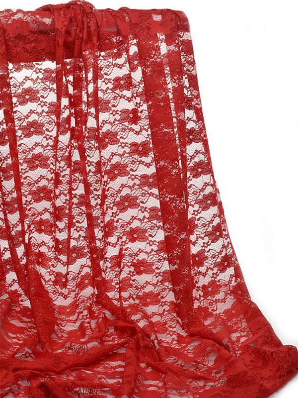Ткань кружевная стрейч 100 г/м², 150 см / 1 метр, TBY.M903 цв.146 т.красный уп.1