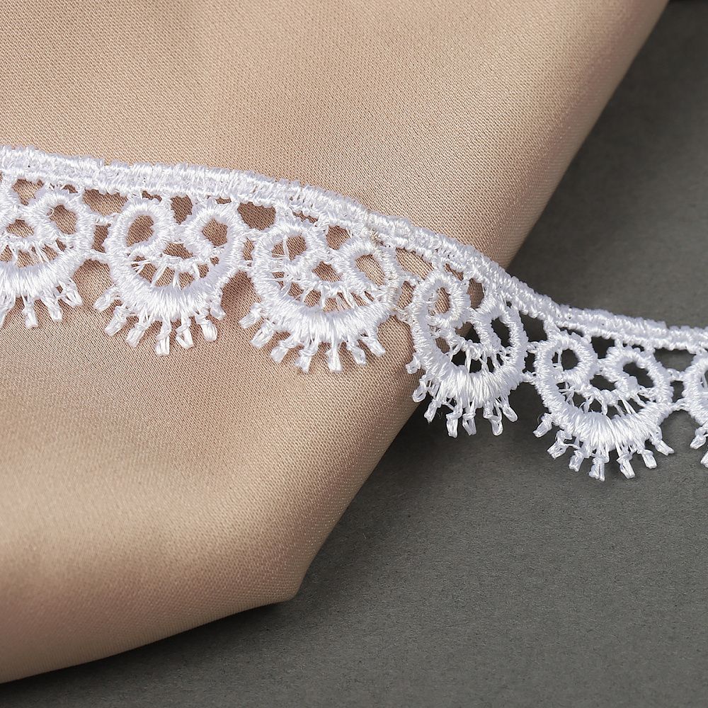 Кружево гипюр (плетёное) 16 мм диз.1063 цв.01 белый, уп.9м, Kruzhevo