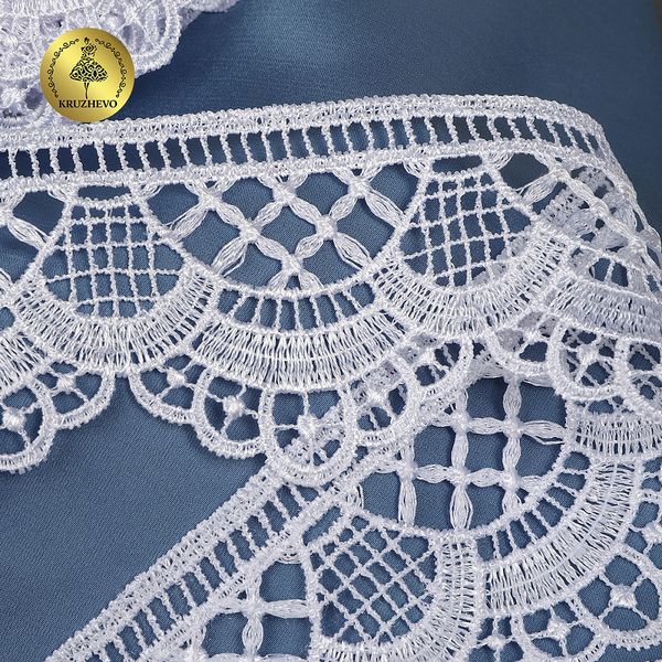 Кружево гипюр (плетёное) матовая нить арт.TR.8G8299 55мм цв.01 белый уп.9м, Kruzhevo