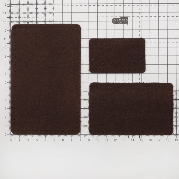 Набор заплаток пришив. из замши, прямоуг-к 4х6,4см, 6х9,6см, 8х12,7см, с перфорацией, 3 шт (21 темно-коричневый), 59403