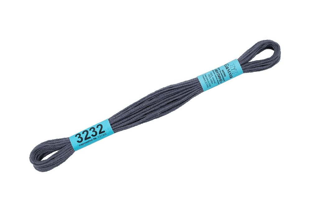 Мулине Gamma 100% хлопок, цв.3232 серый, 24 мотка по 8 метров