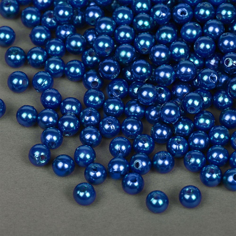Бусины пластик (перламутр) ⌀6 мм, цв.A33 синий, уп.500г (4838 шт), Magic4Hobby
