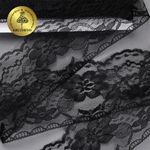 Кружево отделочное в стиле "трикотаж" 70 мм, диз. 285, цв.10 черный, уп. 27,4 м