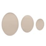 Набор заплаток пришивных из кожи, овал 4х5,5см, 6х8,2см, 8х10,9см, с перфорацией, 3 шт (06 бежевый), 9404