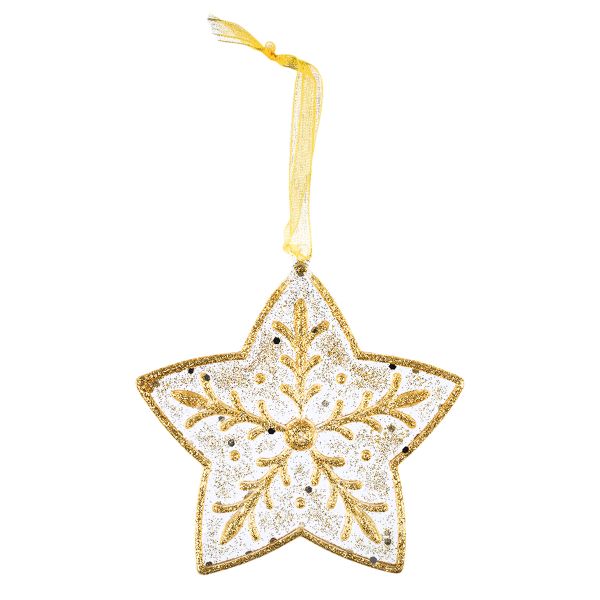Елочная игрушка, 5 шт, №04 звёздочка (золото), Snoweekon SNW-D153