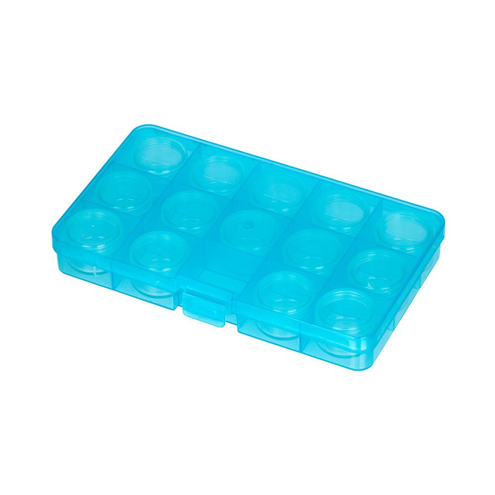 Органайзер для швейных принадлежностей 17.7x10.2x2.3 см, пластик, голубой/прозрачный, Gamma OM-042-110