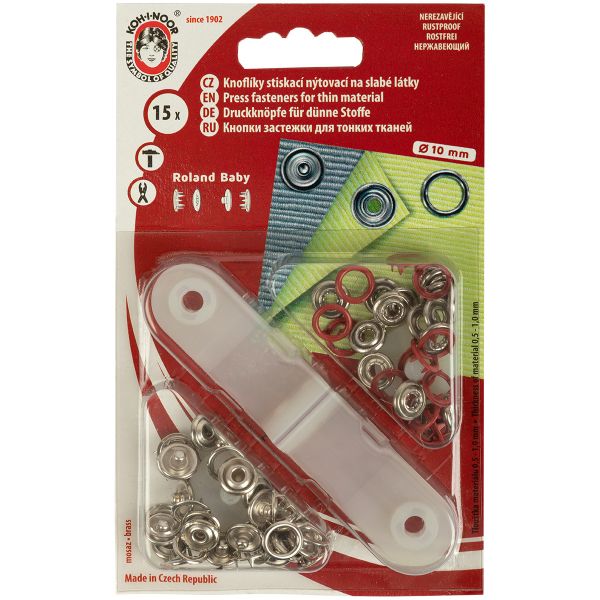 Кнопка рубашечная (джерси) открытая ⌀9.7 мм, 15 шт, 975 красный, (1213-030 №2), KOH-I-NOOR BABY