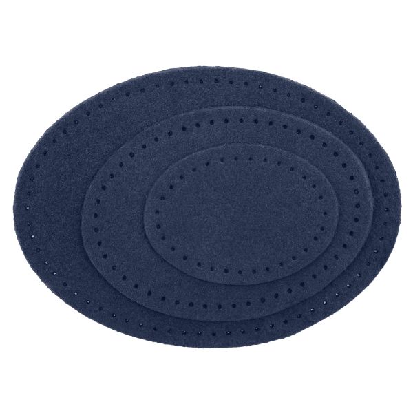 Набор заплаток пришивных из замши, овал 4х5,5см, 6х8,2см, 8х10,9см, с перфорацией, 3 шт (22 темно-синий), 59404