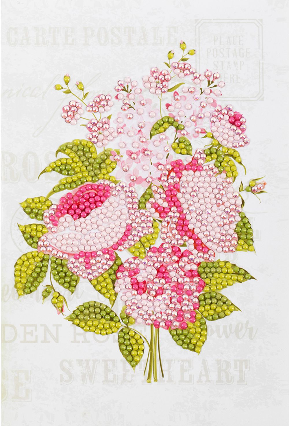 Кристальная (алмазная) мозаика Фрея ALVO-513, открытка, Розовый букет, 13.5х20 см