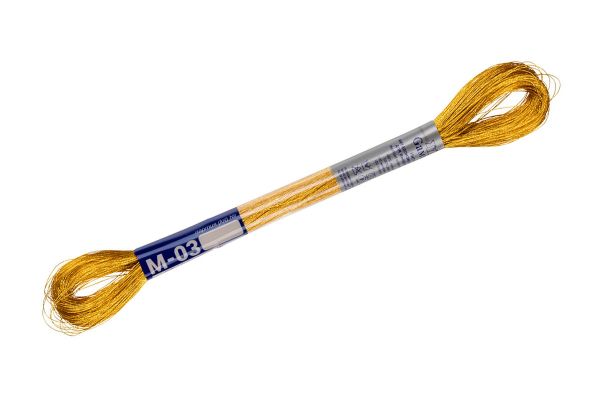 Нитки вышивальные Gamma металлизированная, 12х100 м, М-03 золото