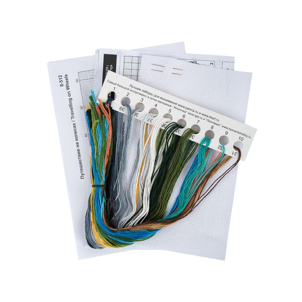 Набор для вышивания нитками Klart, Путешествие на колесах, 10х10 см