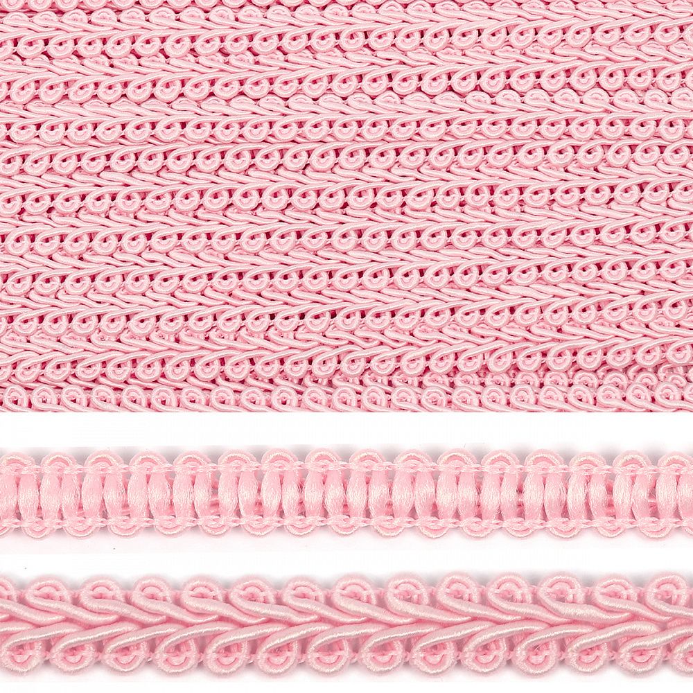 Тесьма Шанель плетеная 8 мм, 0384-0017 цв.43 розовый уп.9м