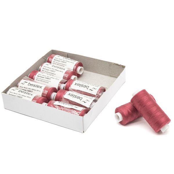 Нитки швейные бытовые Bestex 40/2, 365 м (400 ярд) / 10 кат., 057 розово-бордовый