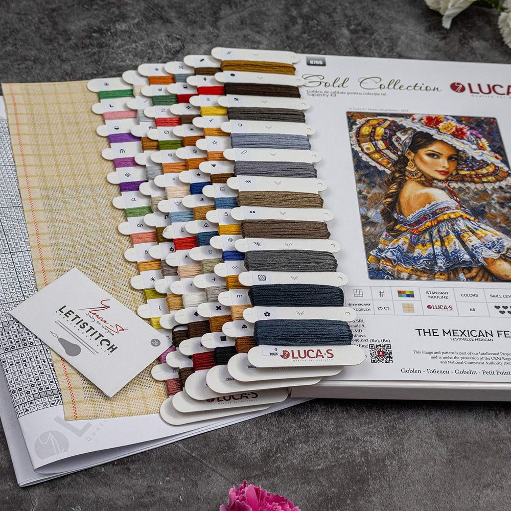 Набор для вышивания нитками Luca-S G706, гобелен Мексиканский фестиваль, 19х25см