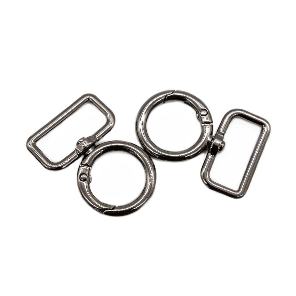 Карабин металл 25.0 мм, черный никель, 4 шт