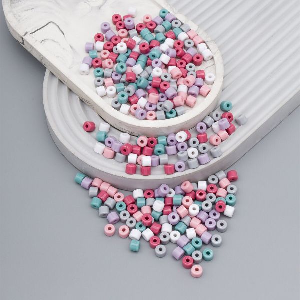 Бусины пластик 5х6 мм, 50 г, микс цвета, цилиндр, пастельный Astra&Craft, 2141