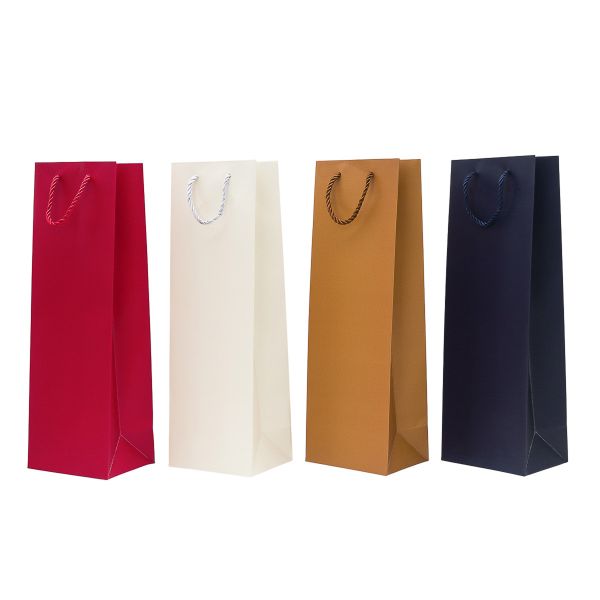 Набор подарочных пакетов под бутылку, матовые, 4 цвета 12х36х9 см, 210 г/м², 4 шт
