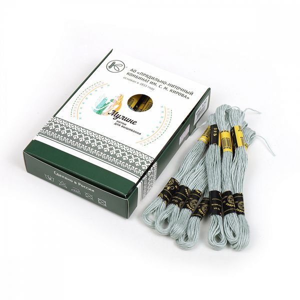 Мулине ПНК им.Кирова цв.9282 бл.зеленый, 24 мотка по 8 метров