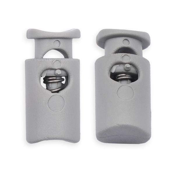 Фиксатор (зажим) для шнура пластик 1 отв., ⌀4.5 мм, 19х9 мм, цилиндр, ПП, св.серый, 100 шт