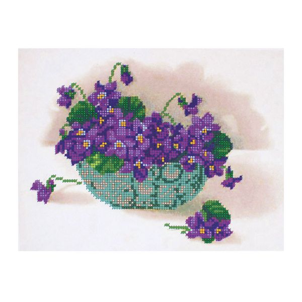 Канва с рисунком для вышивания бисером Фиалки Hobby&Pro 25х22см