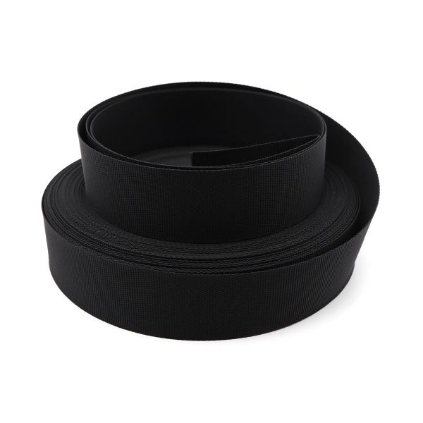 Стропа (ременная лента) 25 мм / 25 метров, толщ. 0.5 мм, [6.7 г/пог.м], 100% нейлон, черный