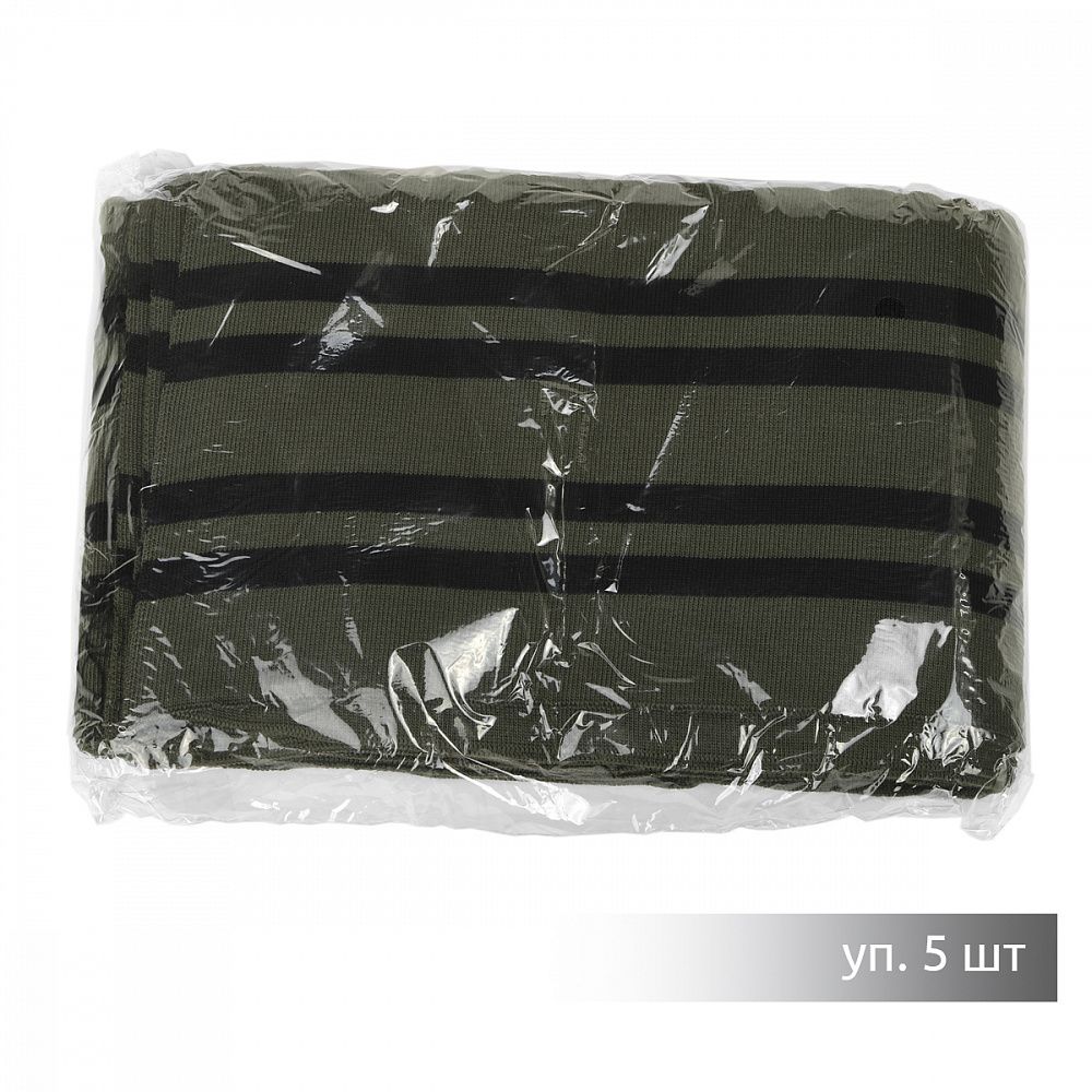 Подвяз (довяз) трикотажный 14.0х100 см, олива с черными полосами, двухслойный, 100% п/э, 5 штук