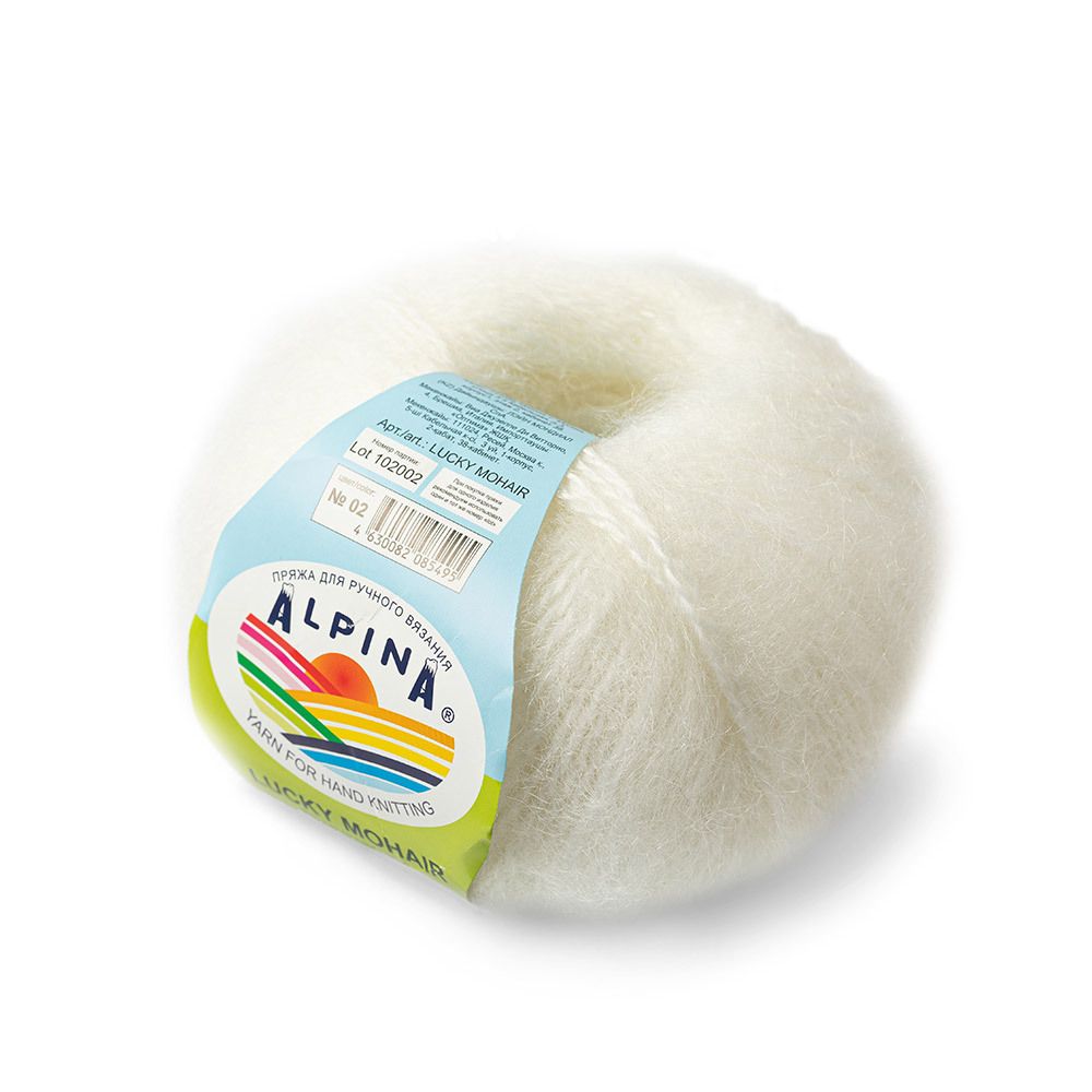 Пряжа Alpina Lucky Mohair / уп.10 мот. по 50 г, 150м, 02 белый