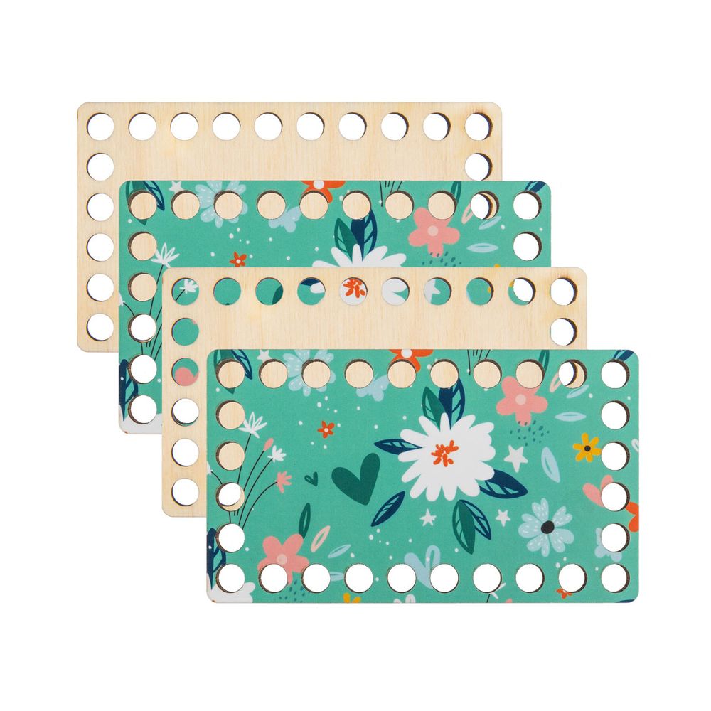 Набор донышек для вязания Матовый фанера 12х7х0.4 см, 4 шт, 03 Рисунок, Love2art ДВ-04