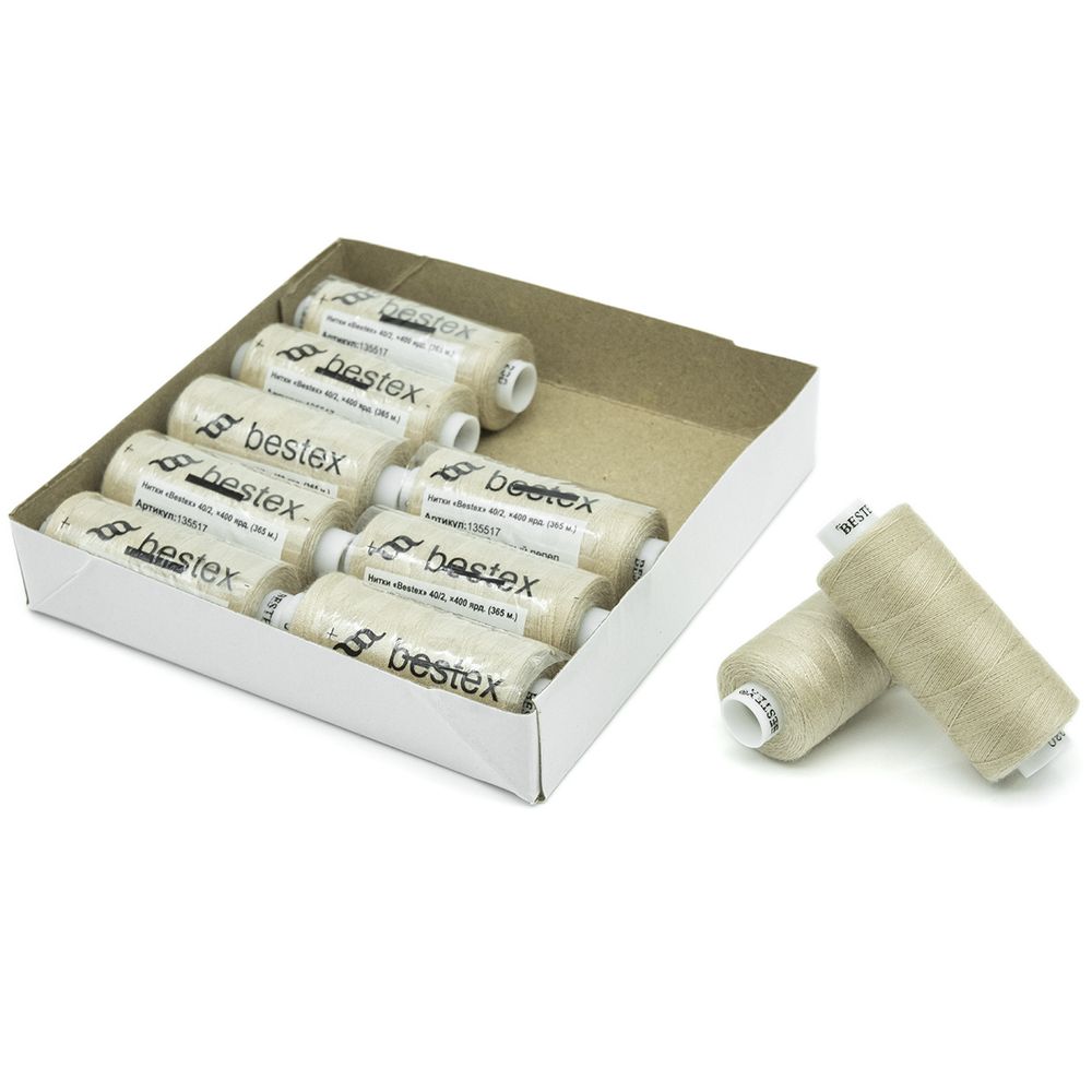 Нитки швейные бытовые Bestex 40/2, 365 м (400 ярд) / 10 кат., 230 бежево-розовый