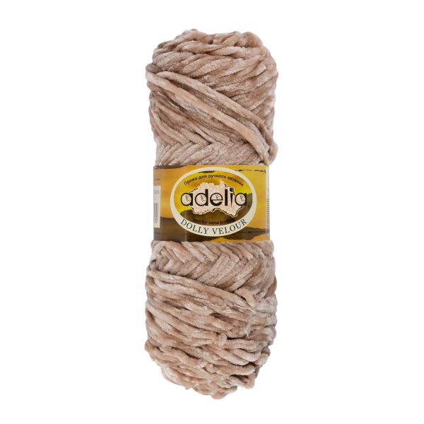 Пряжа Adelia Dolly Velour / уп.5 мот. по 100г, 93м, 45 серо-бежевый