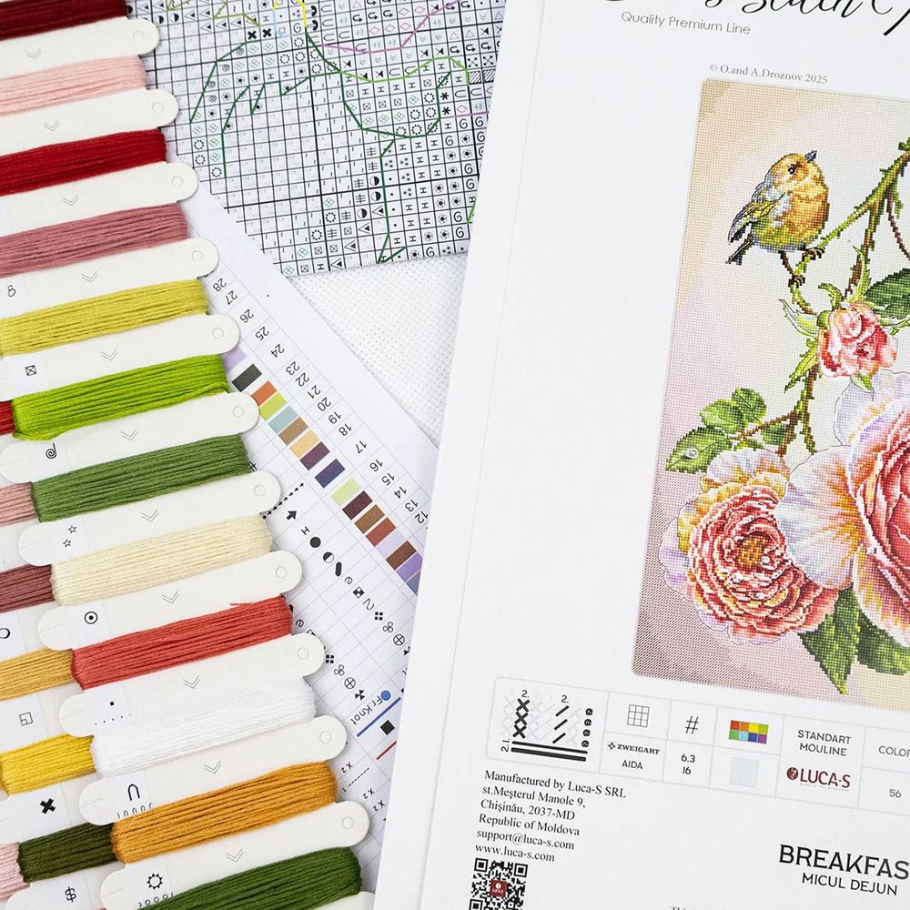 Набор для вышивания нитками Luca-S, Завтрак, 25х35см