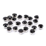 Стразы в цапах круглые (шатоны) 6 мм цвет: черный, оправа: серебро, 20 шт\упак, СЦ003НН66