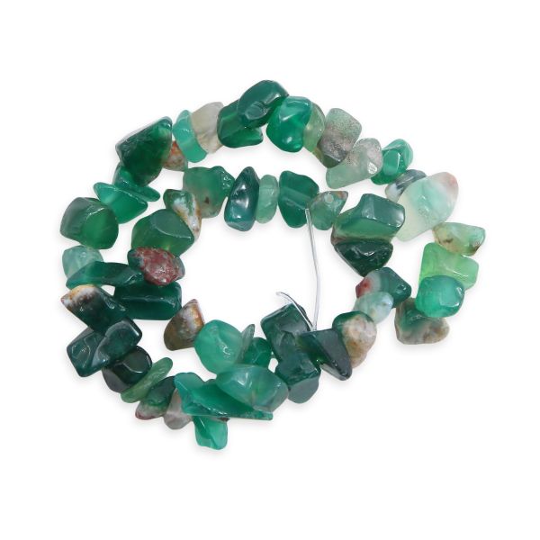 Бусины натуральный камень на нитке агат зеленый 17.5 см, галтовка, 40±5 шт/упак, Astra&Craft, 60215
