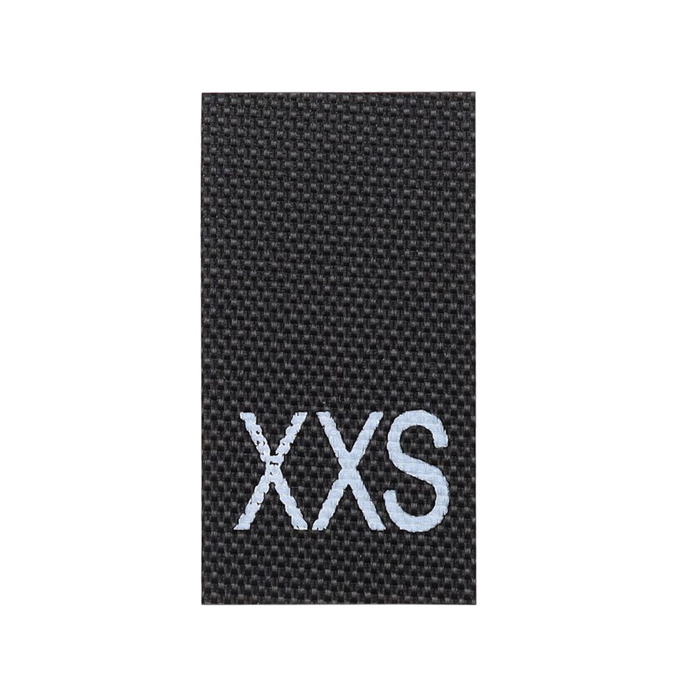 Этикетка-размерник 10х20мм, 100 шт/упак, черный фон/белый шрифт (MN) (XXS)