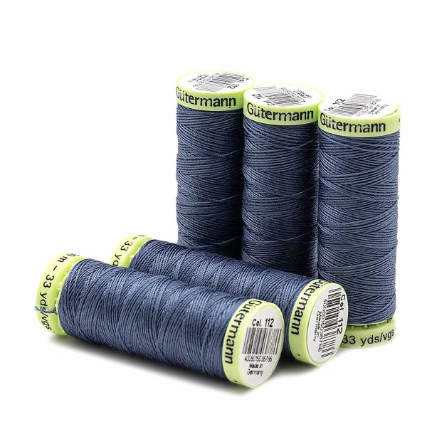 Нитки отделочные Gutermann Top Stitch, 30м, 112 серо-синий джинс, 5 катушек