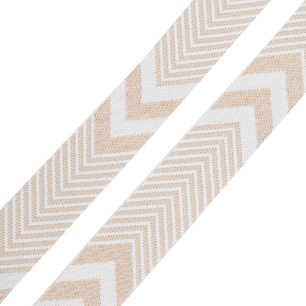 Стропа (ременная лента) 38 мм / 45.72 метра, [38.82 г/пог.м], с принтом 2-сторонняя, D166 бежевый/белый, 3Al354