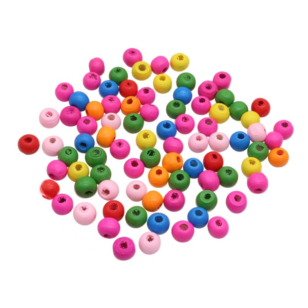 Бусины дерево ⌀8 мм, цветной микс, 18гр/упак, Astra&Craft (Яркий микс) 4AR396