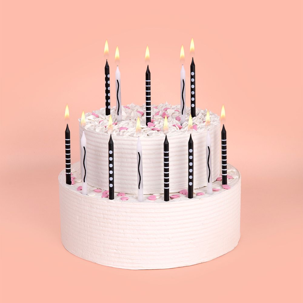 Набор свечей для торта 17.6 г 0.5 см, 12х24 шт, черно-белые, Boomzee BCD-37