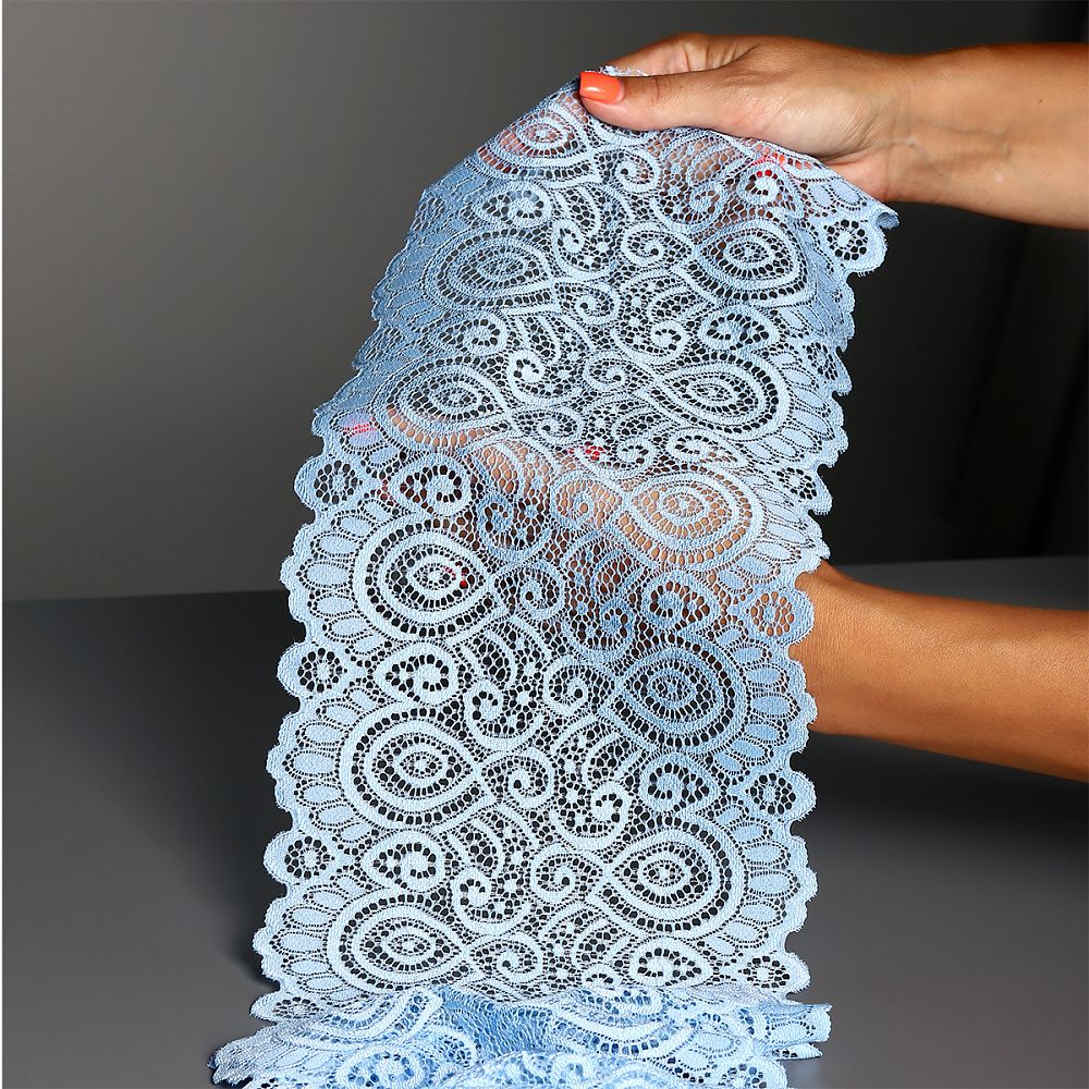 Кружево бельевое эластичное 180 мм / 3 м, TBY.L1351, цв.L3090 голубой, Kruzhevo